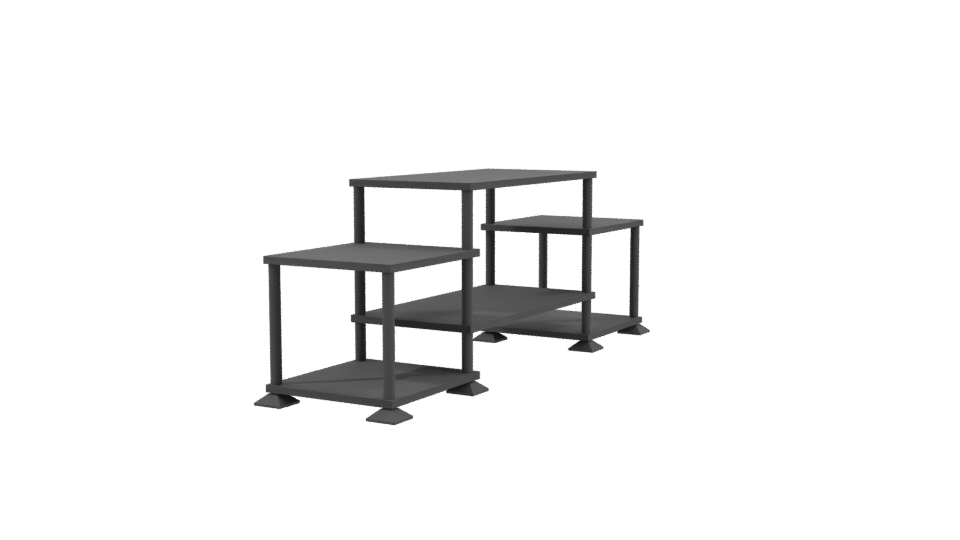 Contemporary Black Multi-Level Display Shelf 3D Model - Professional 3D Model Render 3
