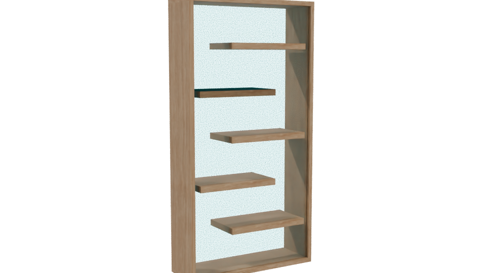 Stylish Wooden Bookshelf Model - Professional 3D Model Render 4