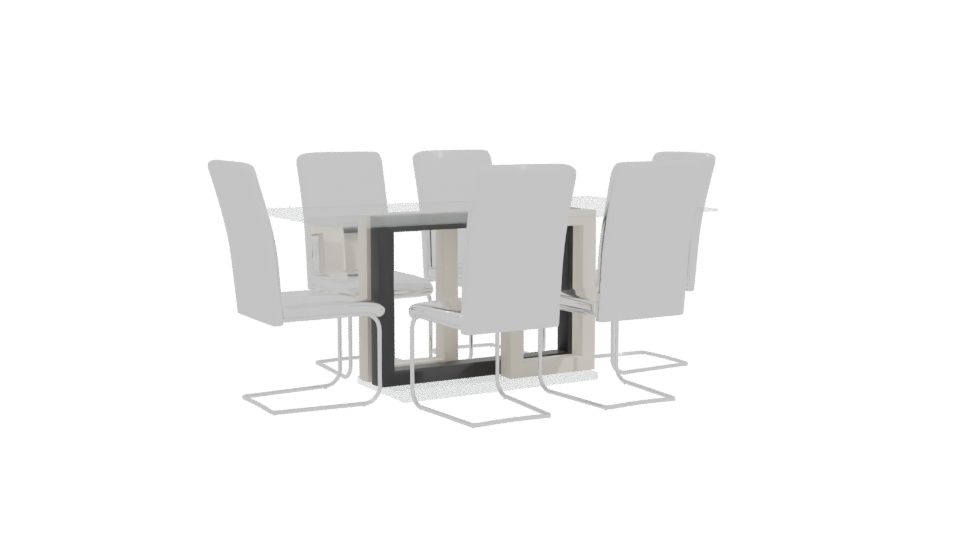 Stylish Glass Dining Table Set - Professional 3D Model Render 10