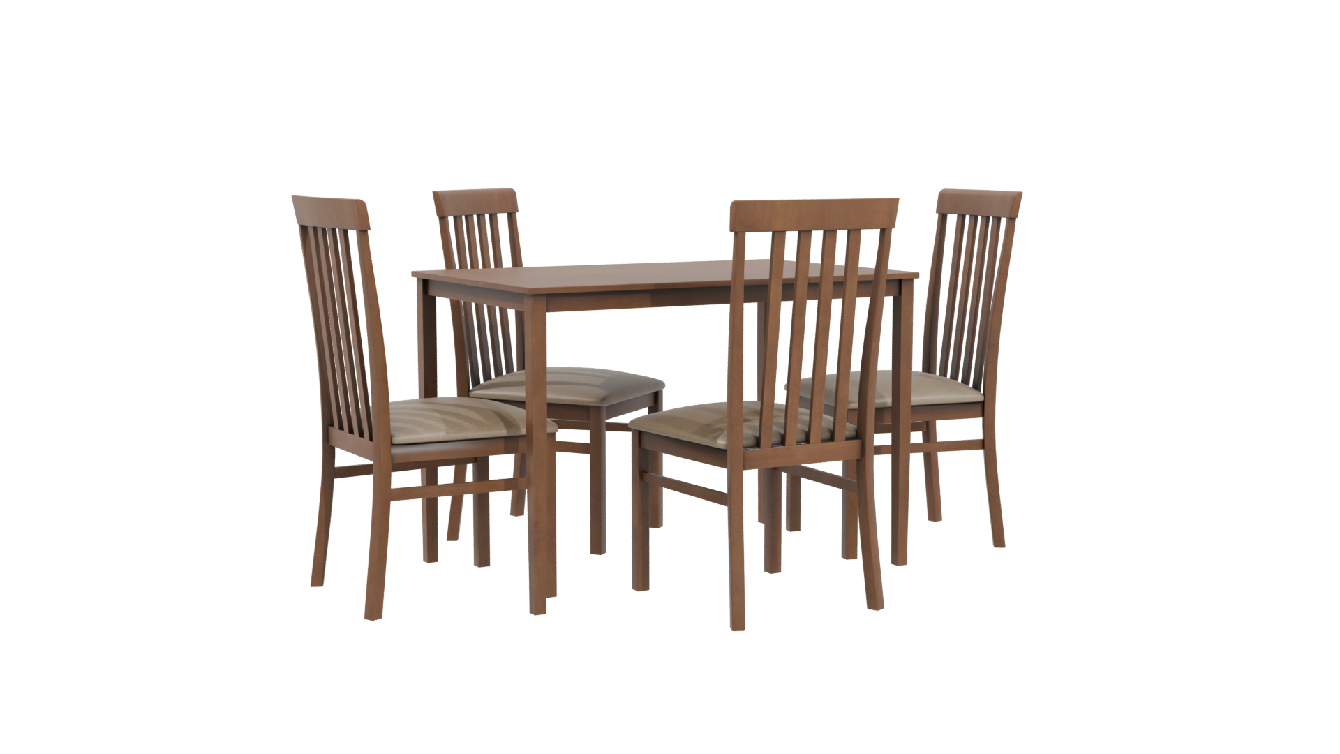 Stylish Wooden Dining Set 3D - Professional 3D Model Render 4