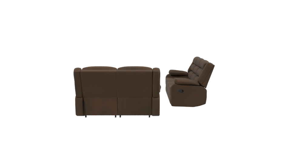 Elegant Brown Reclining Sofa Set 3D Model - Professional 3D Model Render 2