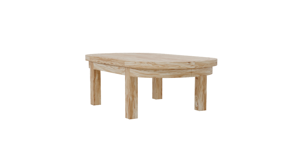 Stylish Oval Wooden Dining Table - Professional 3D Model Render 7