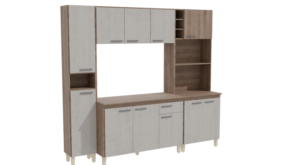 Stylish Modern Kitchen Cabinet Set - Professional 3D Model Render 10
