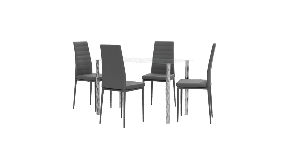 Contemporary Glass Dining Table Set 3D Model - Professional 3D Model Render 12