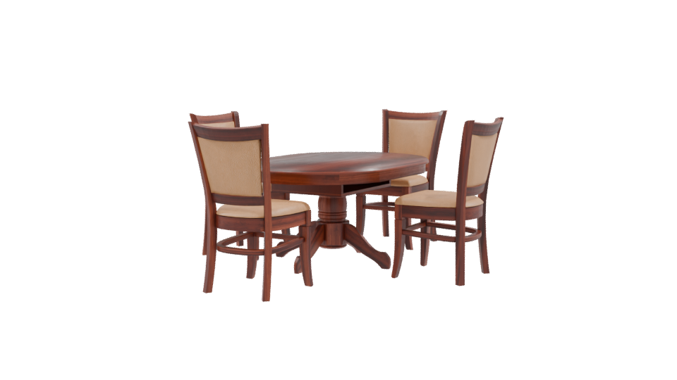 Stylish Round Wooden Dining Set - Professional 3D Model Render 9