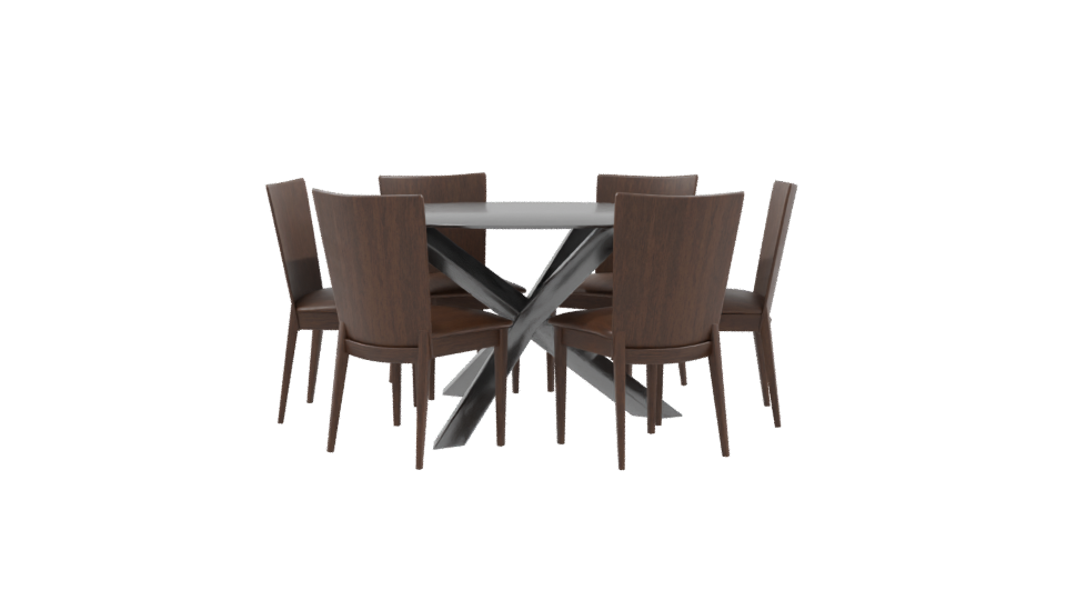 Elegant Glass Dining Table Set 3D - Professional 3D Model Render 9