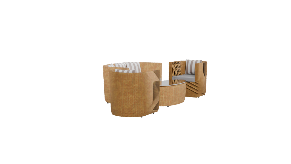 Stylish Outdoor Seating Arrangement - Professional 3D Model Render 12
