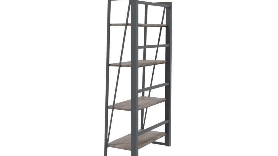 Industrial Wooden Shelf Unit 3D - Professional 3D Model Render 3