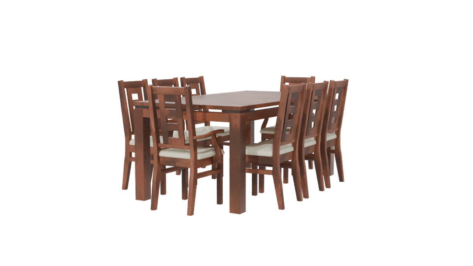 Elegant Wooden Dining Table Set - Professional 3D Model Render 6