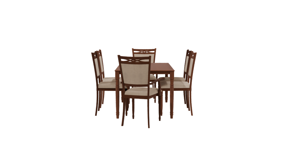 Elegant Wooden Dining Set 3D - Professional 3D Model Render 2