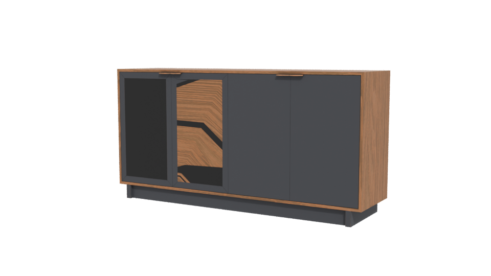 Contemporary Glass-Front Wooden Cabinet 3D Model - Professional 3D Model Render 12