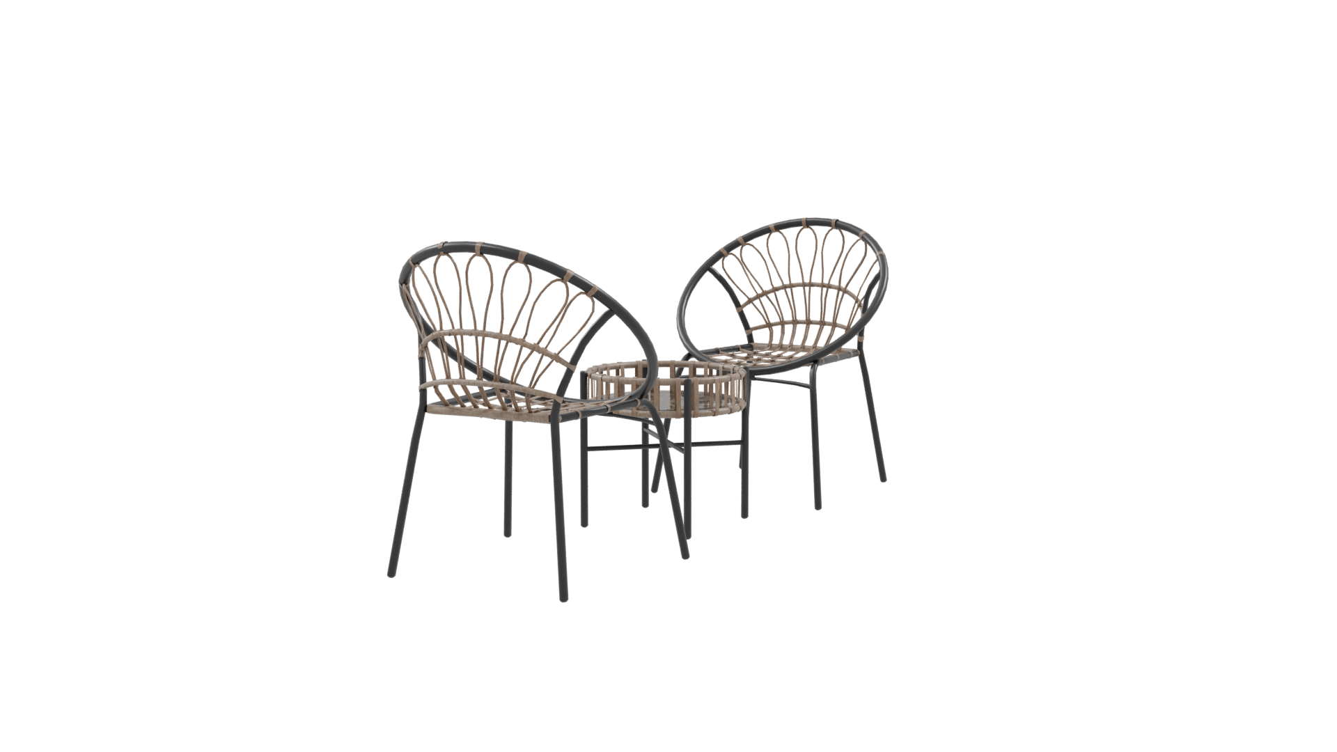 Modern Rattan Chair Set 3D - Professional 3D Model Render 9