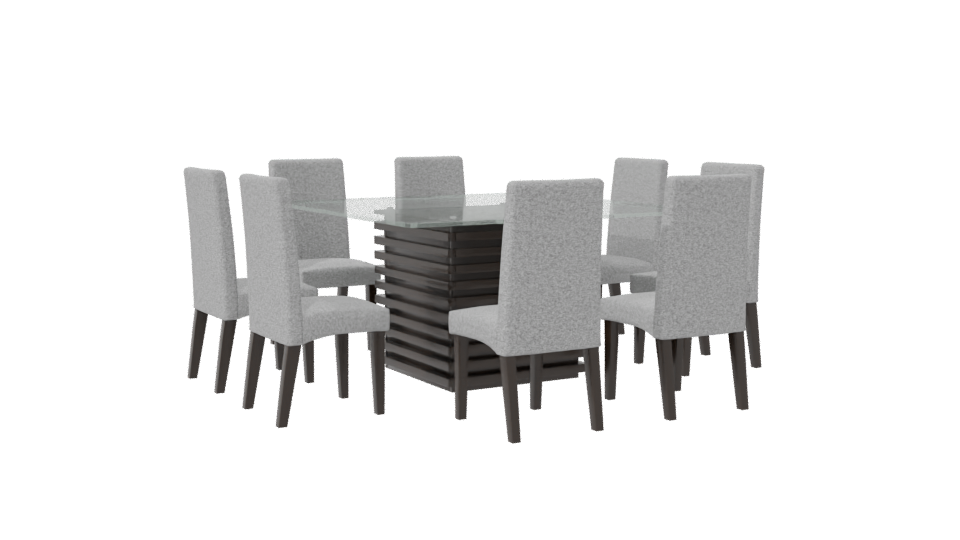 Stylish Glass Top Dining Set - Professional 3D Model Render 7