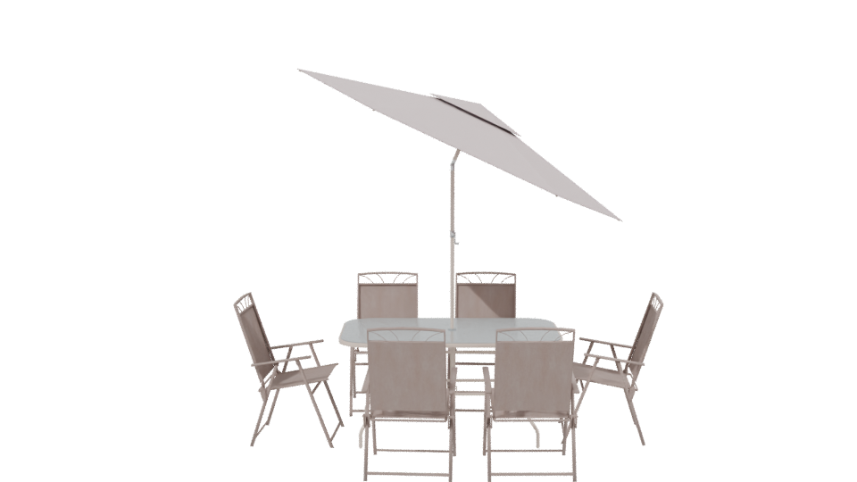 Stylish Outdoor Dining Set with Umbrella 3D Model - Professional 3D Model Render 2