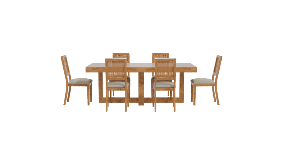 Elegant Wooden Dining Set 3D - Professional 3D Model Render 11