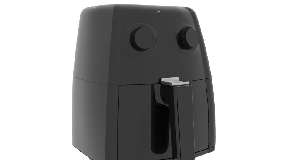 Stylish Black Air Fryer 3D Model for Kitchen Scenes - Professional 3D Model Render 10
