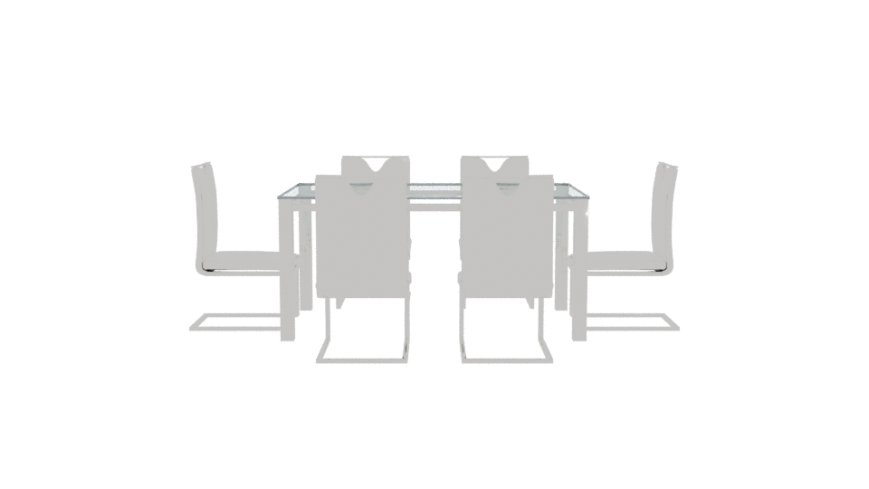 Modern Glass Dining Table Set - Professional 3D Model Render 5
