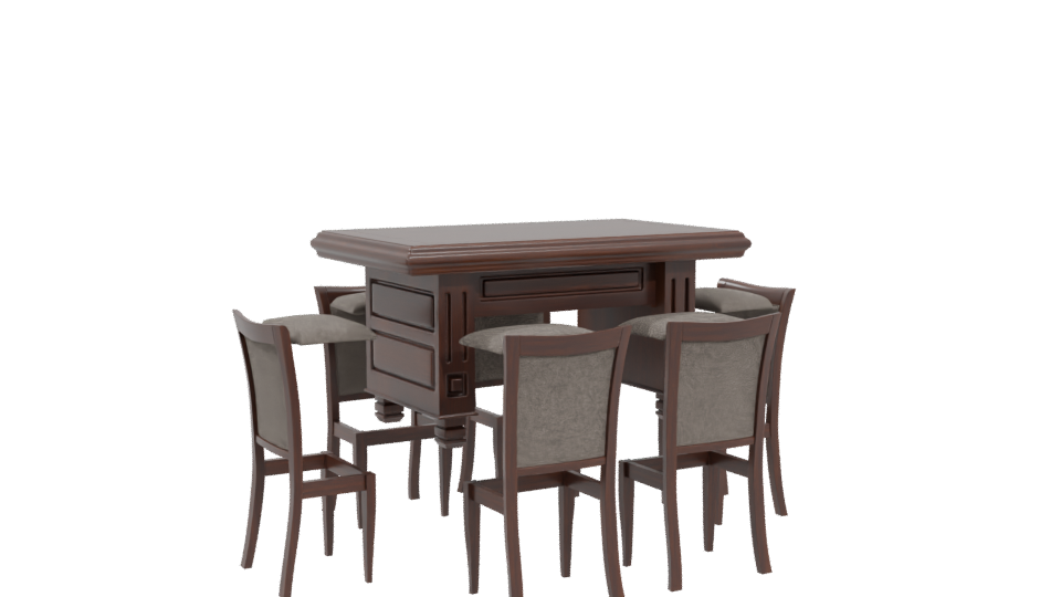 Elegant Wooden Dining Table Set - Professional 3D Model Render 4
