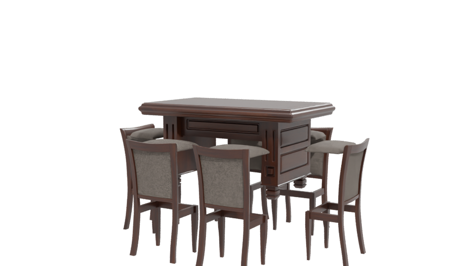 Elegant Wooden Dining Table Set - Professional 3D Model Render 12