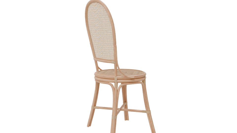 Stylish Cane Back Dining Chair - Professional 3D Model Render 7
