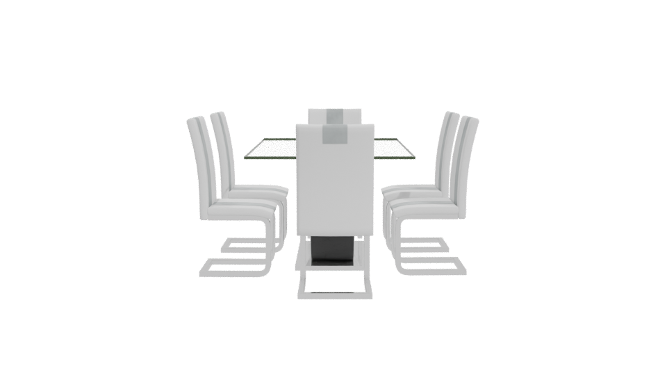 Stylish Glass Dining Table Set - Professional 3D Model Render 11