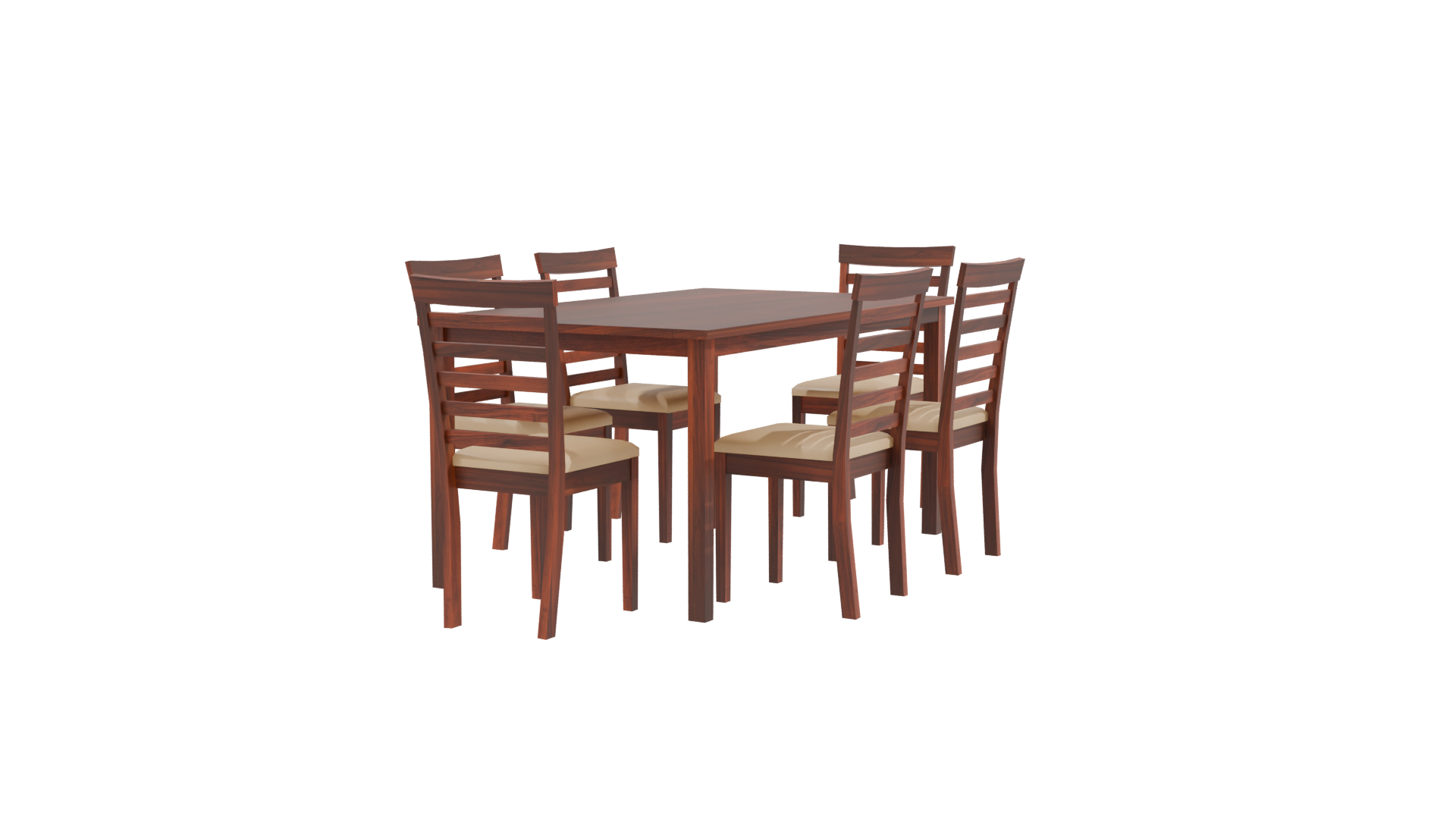 Wooden Dining Table Set 3D - Professional 3D Model Render 9