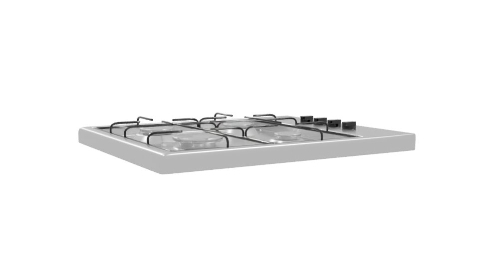Gas Cooktop 3D Model 60 cm - Professional 3D Model Render 10