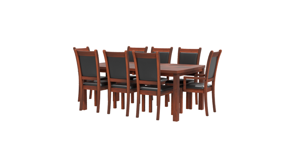 Elegant Wooden Dining Table with Chairs Set 3D Model - Professional 3D Model Render 12