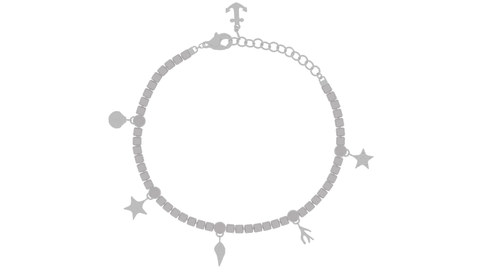 Silver Charm Bracelet 3D Model - Professional 3D Model Render 11