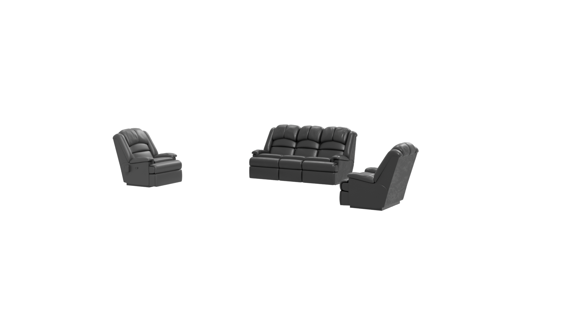 Stylish Black Sofa Set 3D - Professional 3D Model Render 12