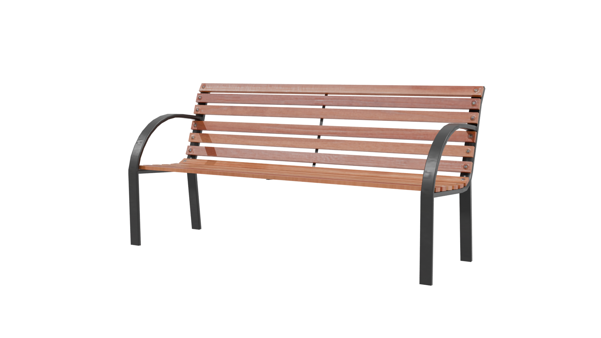 Elegant Outdoor Park Bench 3D - Professional 3D Model Render 3