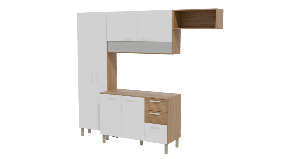 Contemporary Wooden Cabinet Set 3D - Professional 3D Model Render 12