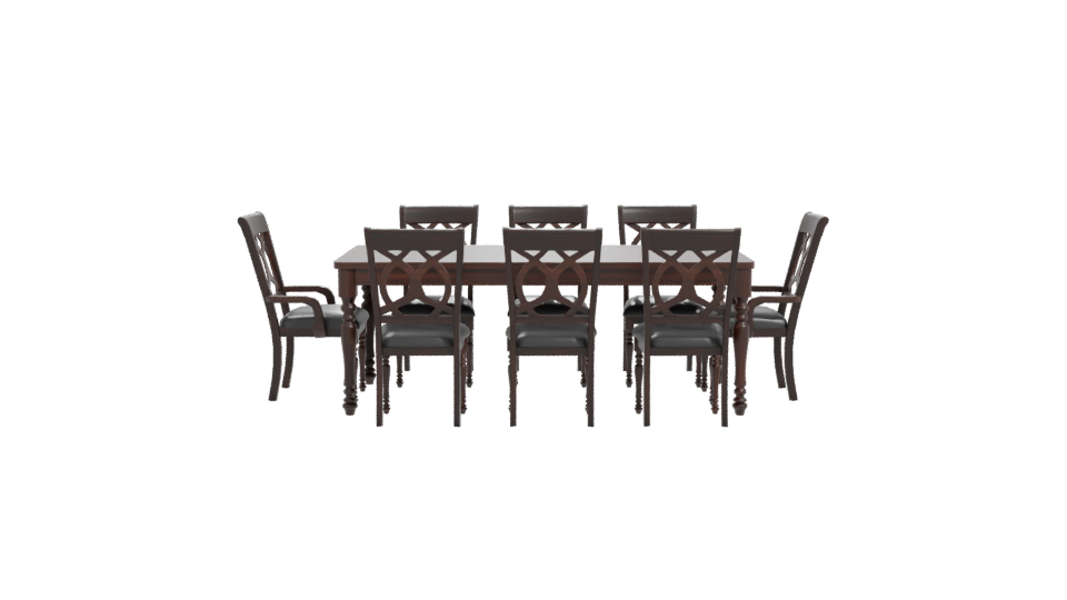 Elegant Wooden Dining Set Model - Professional 3D Model Render 11