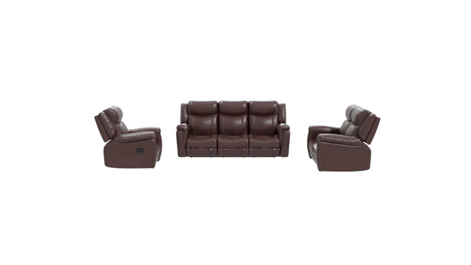 Elegant Reclining Leather Sofa Set - Professional 3D Model Render 11