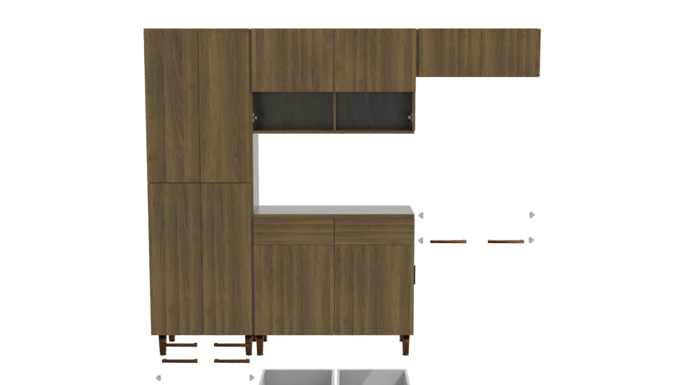 Stylish Wooden Kitchen Cabinet 3D - Professional 3D Model Render 11