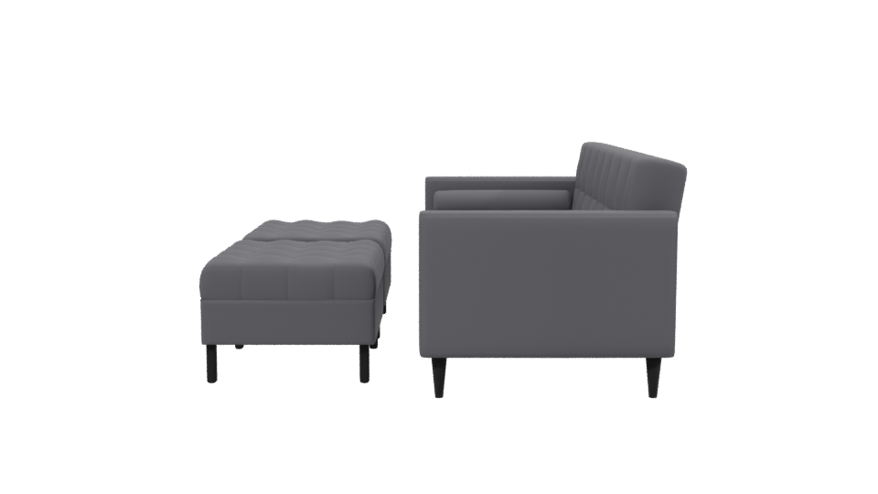 Retro Sofa with Poufs 3D Model - Professional 3D Model Render 2