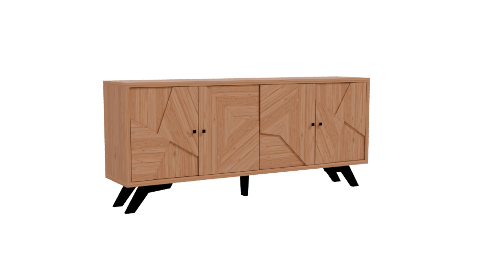 Stylish Wooden Storage Cabinet 3D - Professional 3D Model Render 10