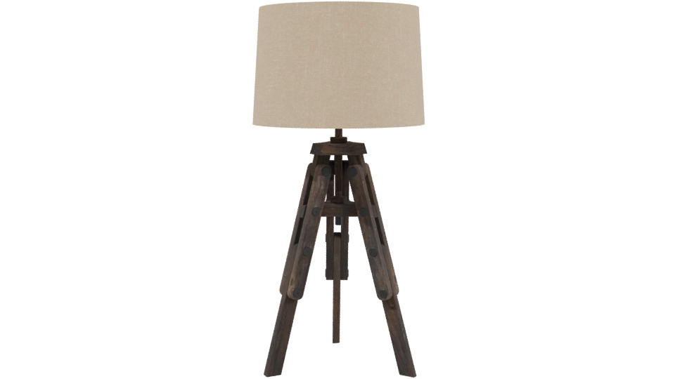 Industrial Wooden Tripod Lamp 3D - Professional 3D Model Render 3