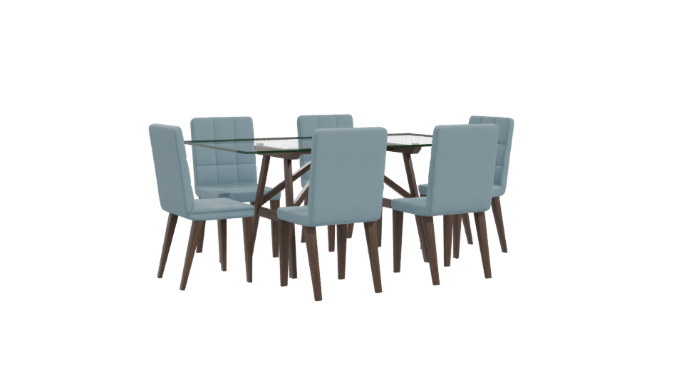 Stylish Glass Dining Table Set - Professional 3D Model Render 10