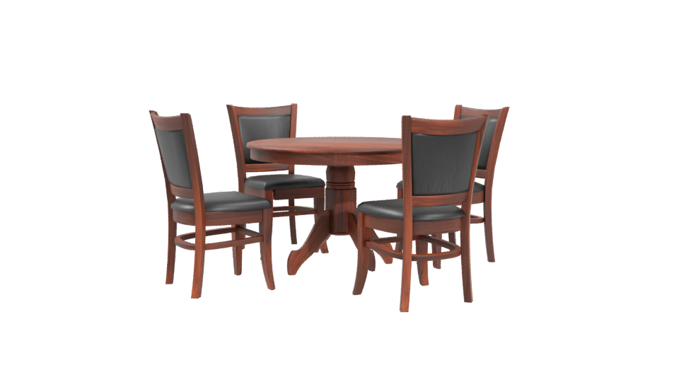 Stylish Round Wooden Dining Set - Professional 3D Model Render 4