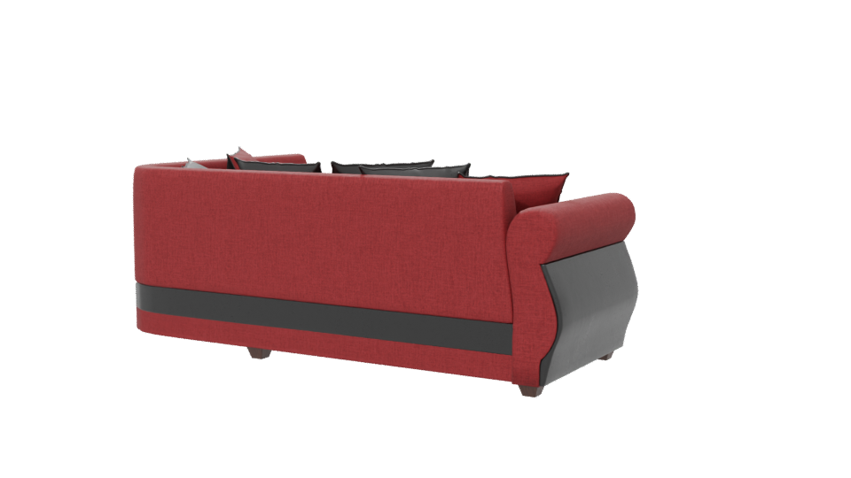 Stylish Red Fabric Sofa with Cushions 3D Model - Professional 3D Model Render 6