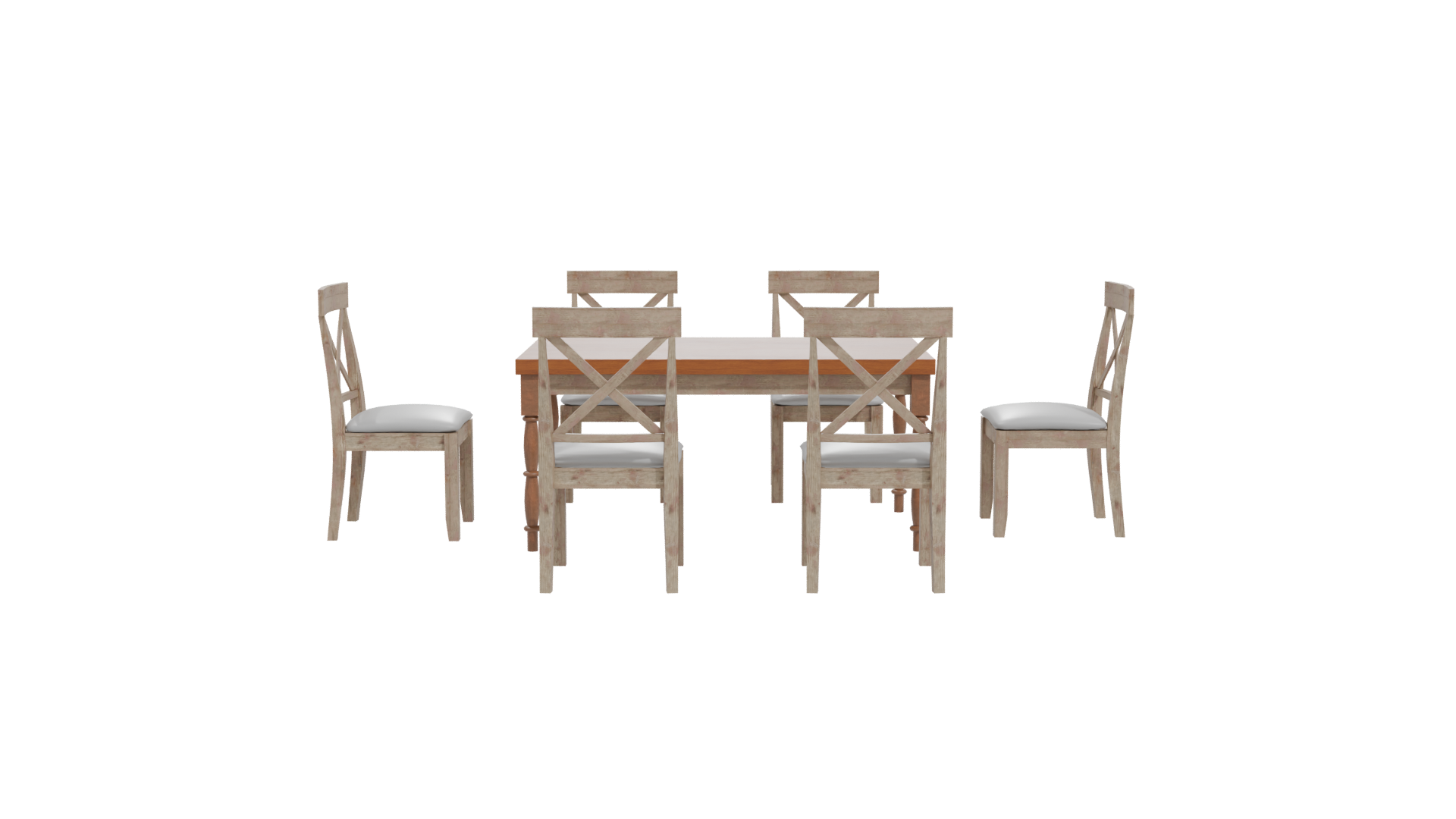 Rustic Wooden Dining Table Set - Professional 3D Model Render 11