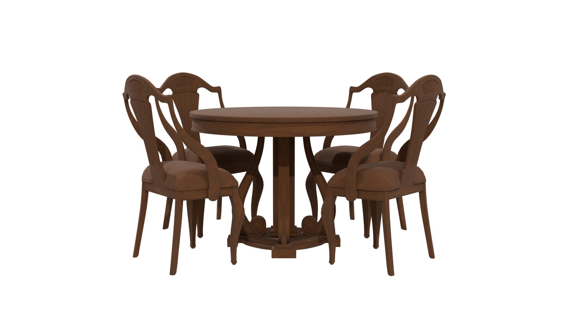 Elegant Wooden Dining Table Set - Professional 3D Model Render 5