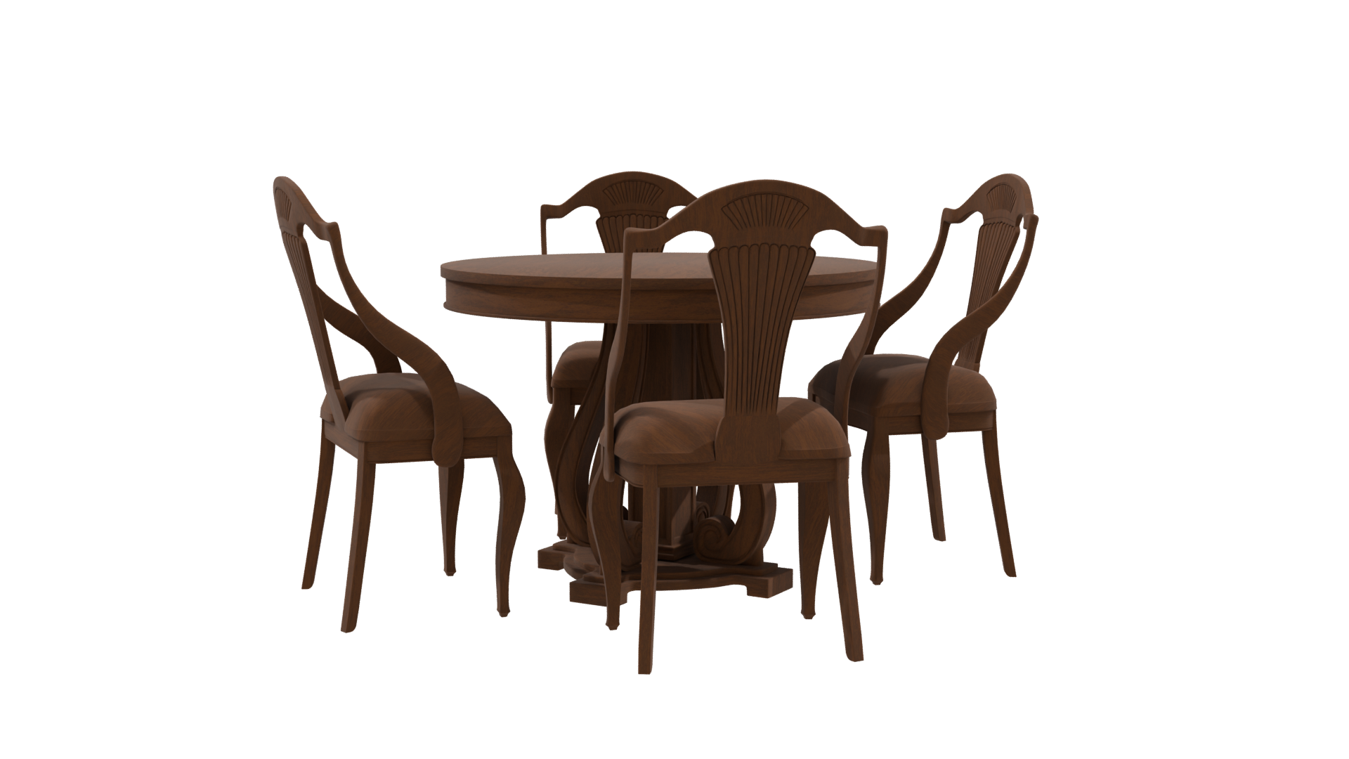 Elegant Wooden Dining Table Set - Professional 3D Model Render 9