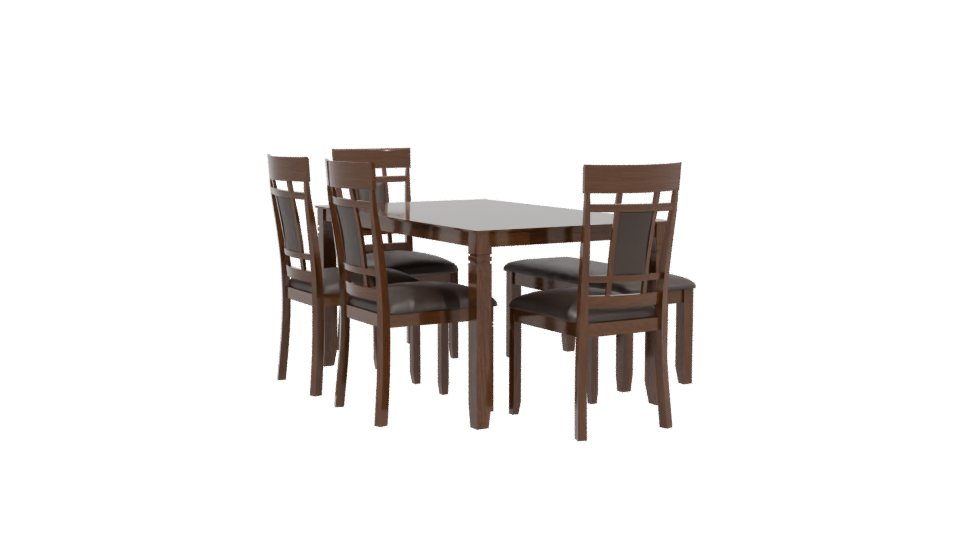 Stylish Wooden Dining Table Set - Professional 3D Model Render 4