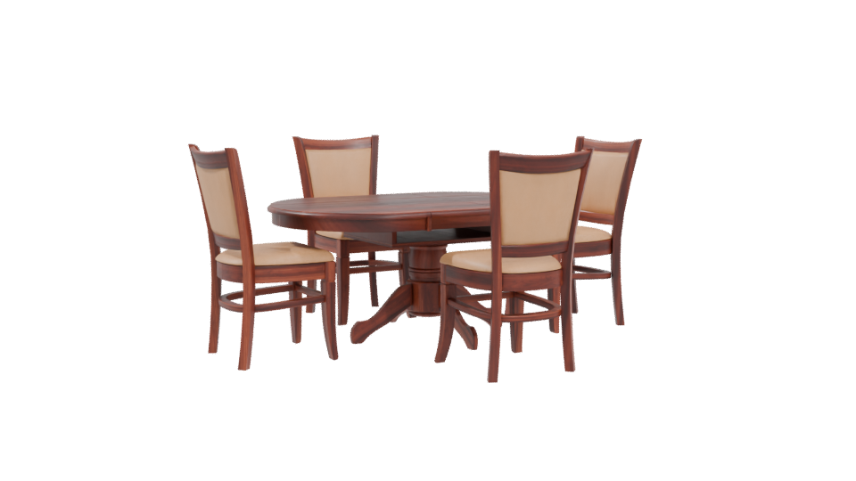 Elegant Round Wooden Dining Table Set 3D Model - Professional 3D Model Render 4