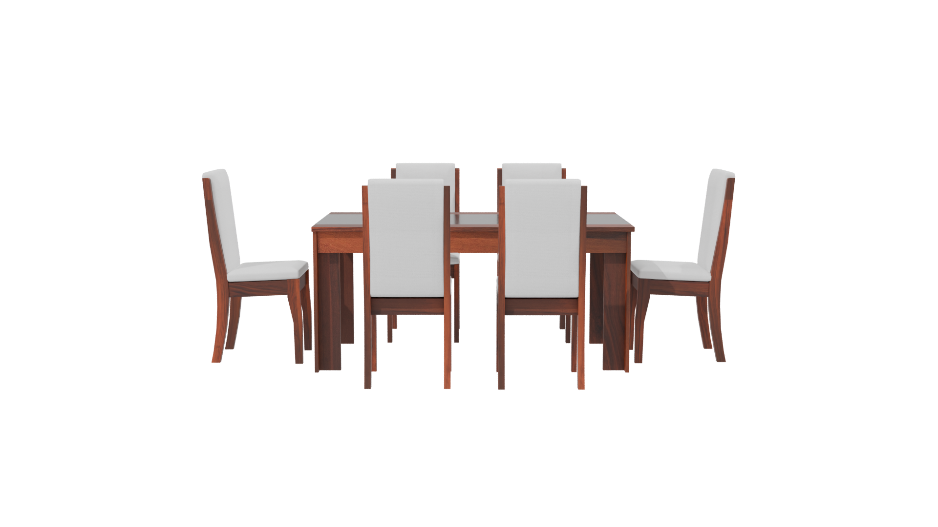 Elegant Wooden Dining Table Set 3D Model - Professional 3D Model Render 2