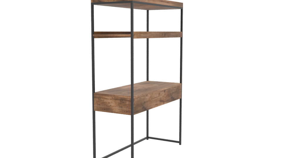 Rustic Wooden Shelf Unit 3D - Professional 3D Model Render 9