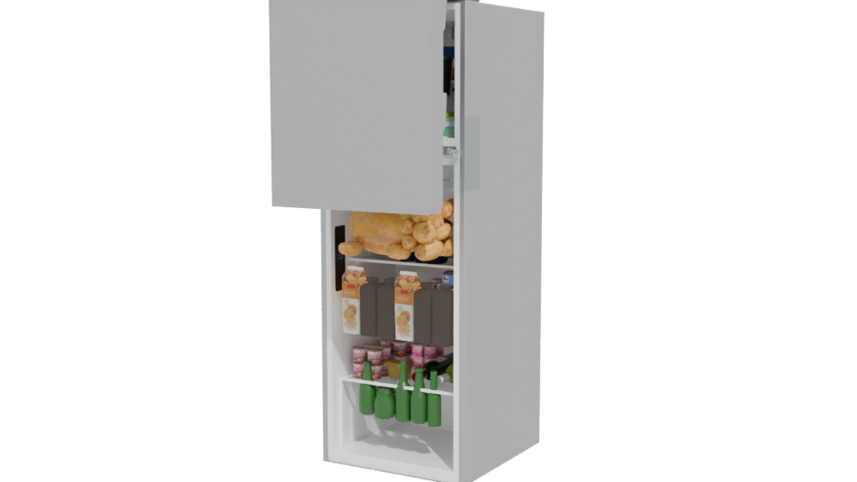 Stylish Silver Refrigerator 3D Model - Professional 3D Model Render 12