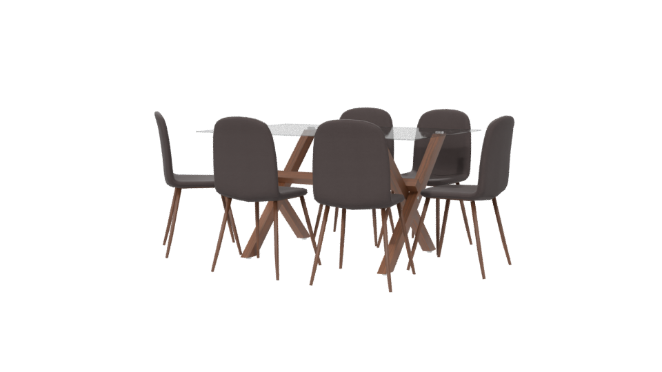 Elegant Glass Top Dining Set - Professional 3D Model Render 6